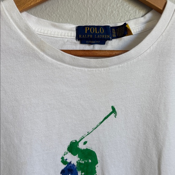 XL White Polo Ralph Lauren Big Pony Splatter T-shirt - Picture 5 of 8